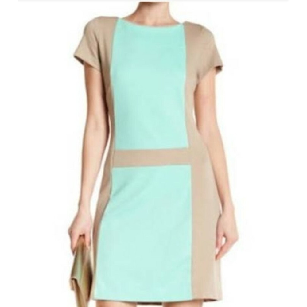 Vertigo women dress VT33160D pumice mint julip beige blue sz XS $200